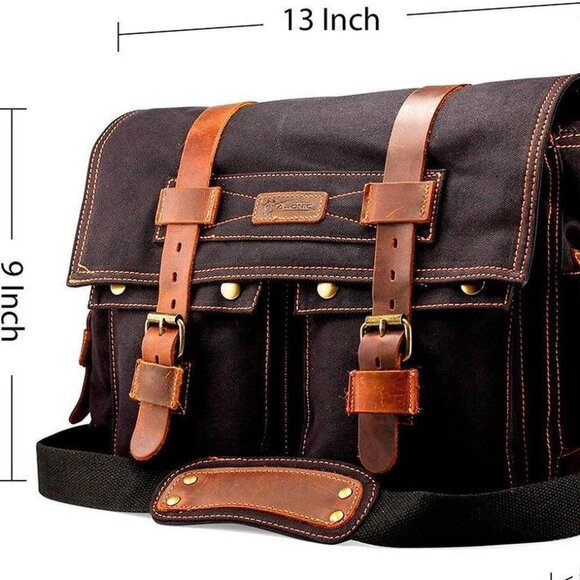 Gearonic Vintage Canvas Leather Messenger Bag - Picture 13 of 13